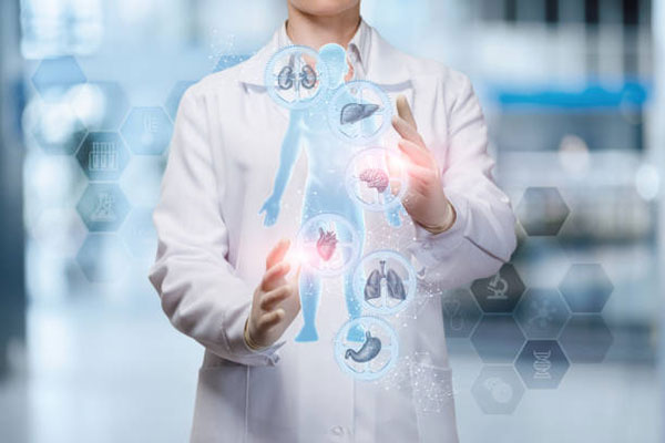 Doctor checking patient's using technology